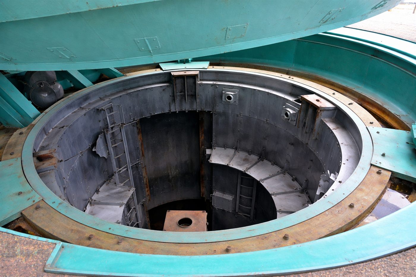 Open missile silo hatch at Ukraine's Strategic Nuclear Arms Museum — a decommissioned Soviet ICBM base
